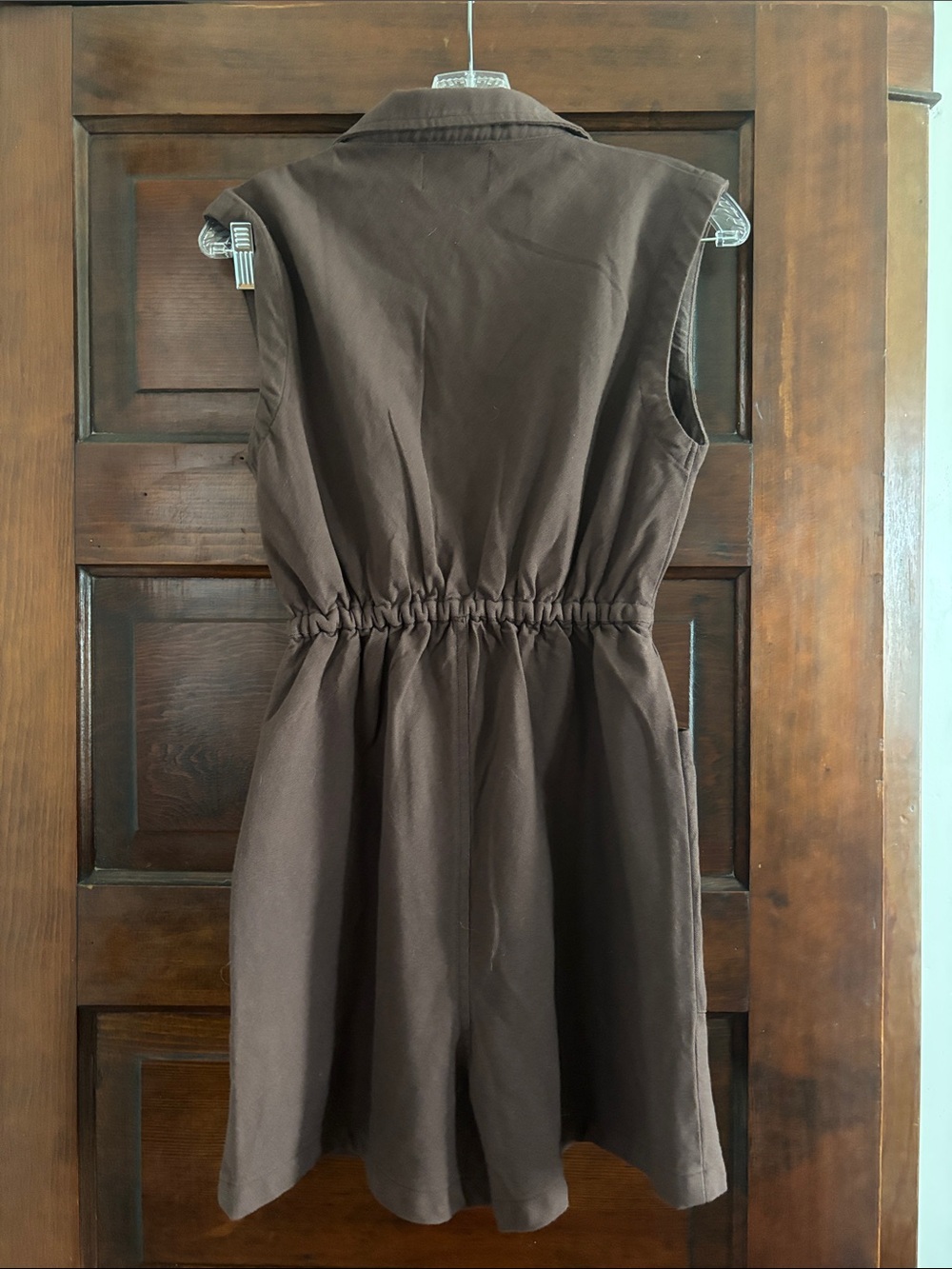 Noble Sleeveless Brown Utility Romper with Front Zip - Picture 6 of 6
